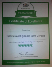 certificato eccellenza tripadvisor 2014